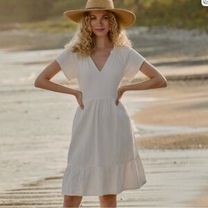 Pact Coastal Double Gauze Breezy Dress Ivory XS
